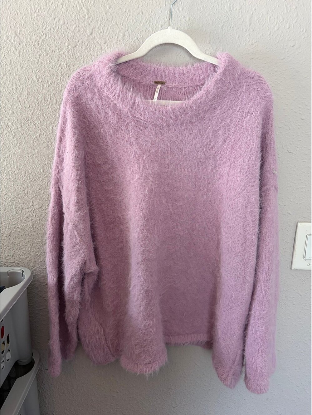 Free People Harrison Bunny Crew purple furry sweater oversized size M. Heavyweig